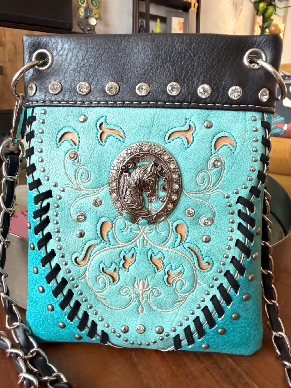 Turquoise Embellished Western Crossbody Bag - Unbranded - Picture 2 of 10